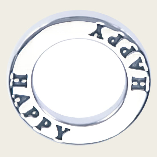 Zilveren Happy ring ketting hanger