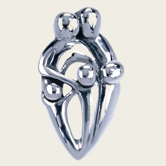 Zilveren Ouders met 3 kinderen ketting hanger