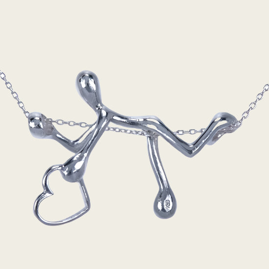 Zilveren Hartendief ketting hanger