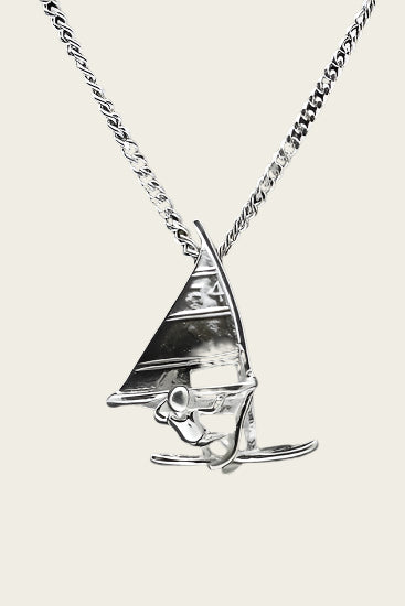 Zilveren Surfer ketting hanger - met nummer
