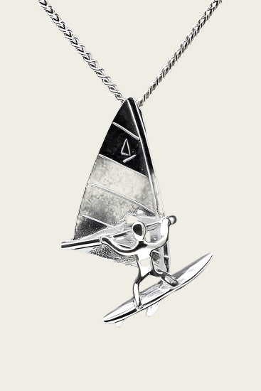 Zilveren Surfer ketting hanger - groot