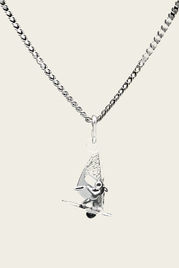 Zilveren Surfer ketting hanger - mini