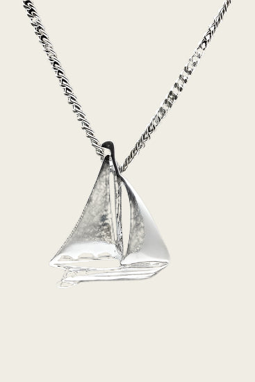 Zilveren Zeilboot ketting hanger - fokzeil
