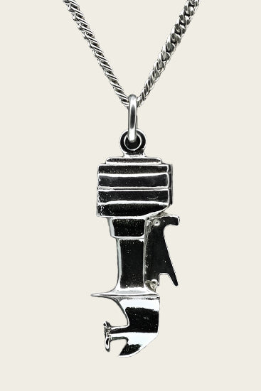 Zilveren Buitenboordmotor massief ketting hanger