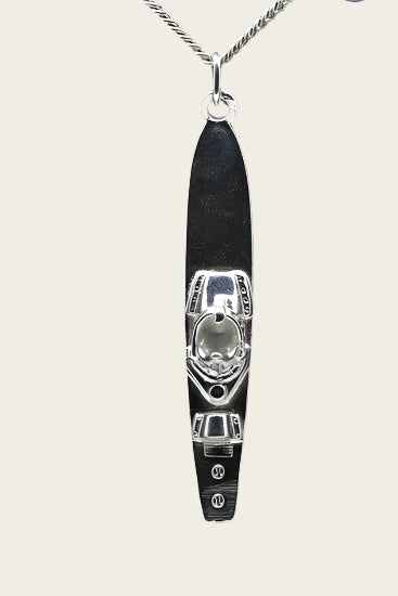 Zilveren Waterski XL ketting hanger