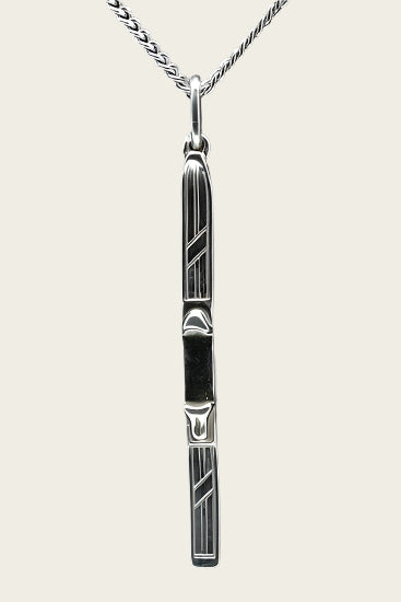 Zilveren Ski ketting hanger - enkel