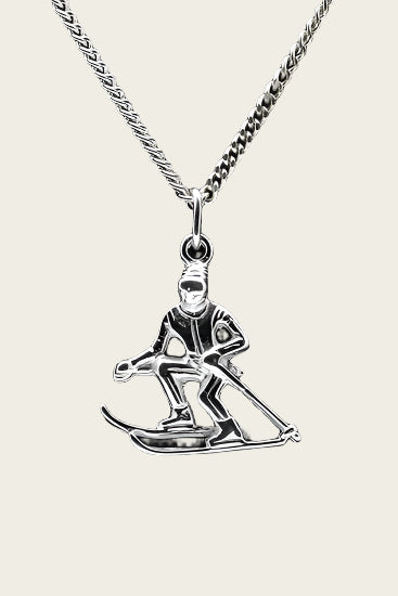 Zilveren Skier ketting hanger - 2