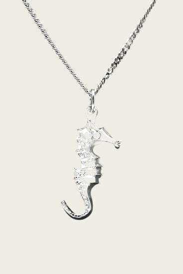 Zilveren Zeepaard ketting hanger - groot