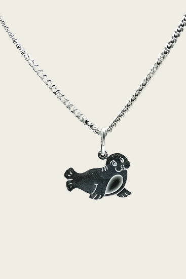 Zilveren Zeehond ketting hanger - plat