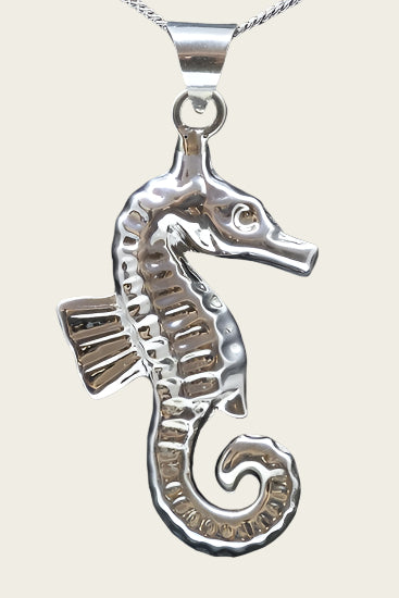 Zilveren Zeepaard XL ketting hanger