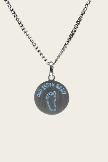 Zilveren My little baby blauw ketting hanger