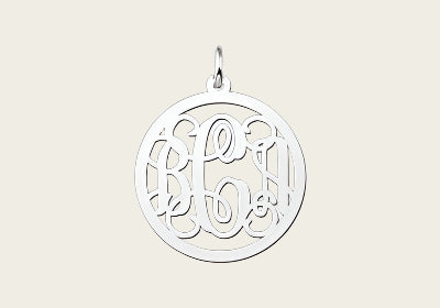 Zilveren Monogram 1 tot 3 Letters ketting hanger - middel
