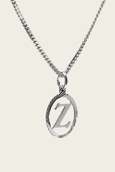 Zilveren Letter Z ketting hanger - rond