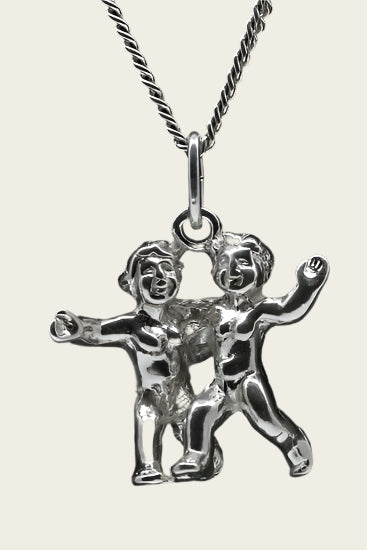 Zilveren Sterrenbeeld Tweelingen ketting hanger - groot