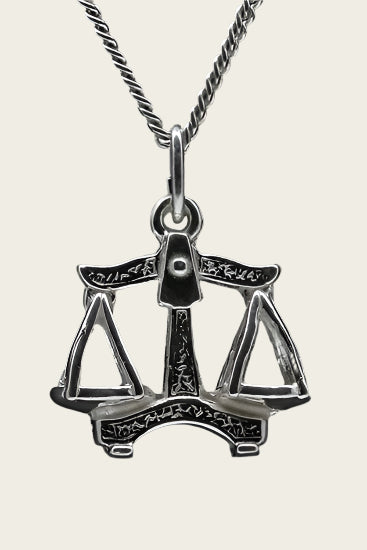 Zilveren Sterrenbeeld Weegschaal ketting hanger - groot