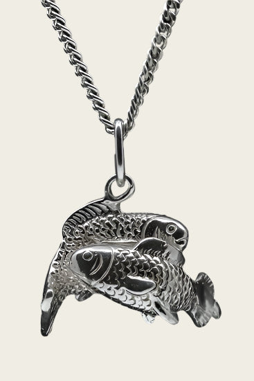 Zilveren Sterrenbeeld Vissen ketting hanger - groot