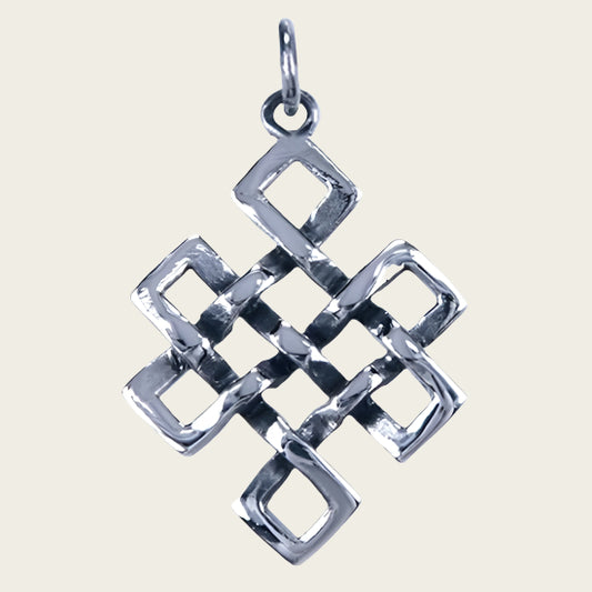 Zilveren Eindeloze knoop ketting hanger