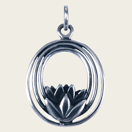 Zilveren Lotus ketting hanger