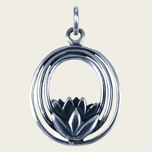 Zilveren Lotus ketting hanger