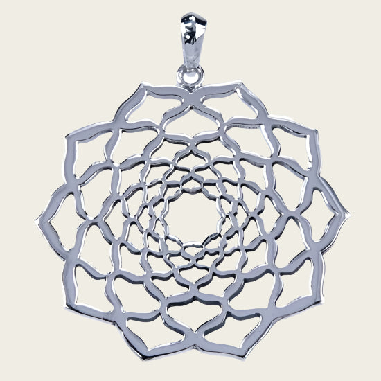 Silver Lotus Necklace Pendant - Openwork