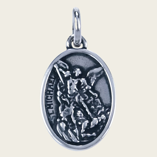 Zilveren Aartsengel Michael ketting hanger