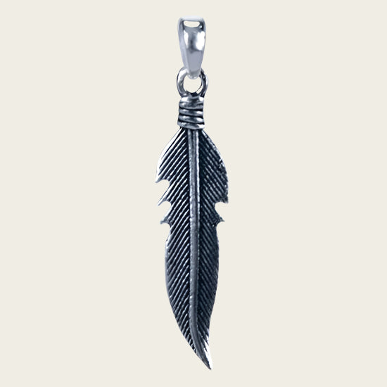 Zilveren Veer ketting hanger