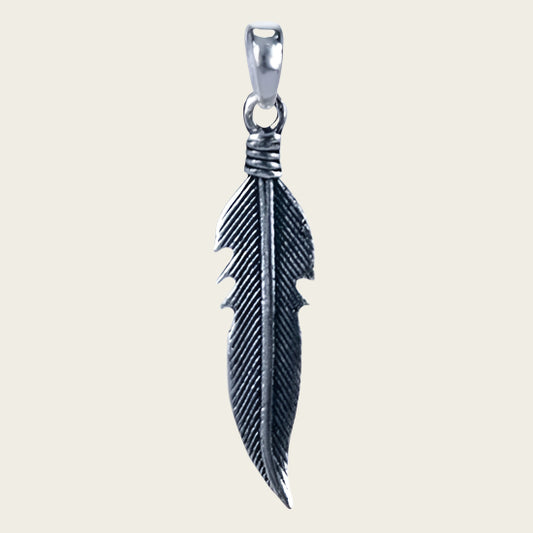 Zilveren Veer ketting hanger