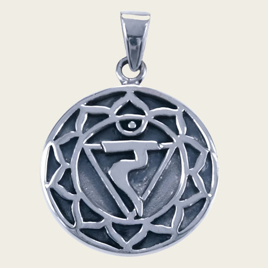 Zilveren Chakra Navel ketting hanger