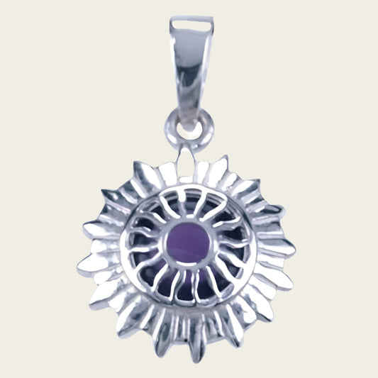 Zilveren Chakra Kruin ketting hanger - Amethyst
