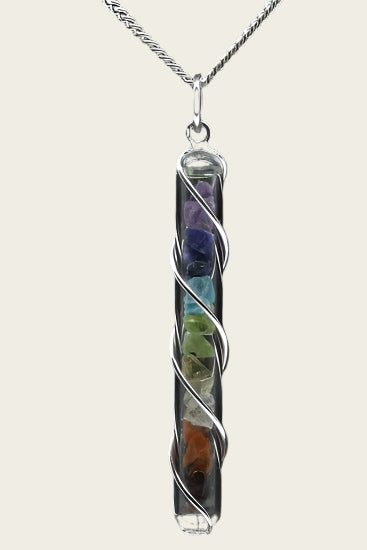 Zilveren Chakra steentjes ketting hanger