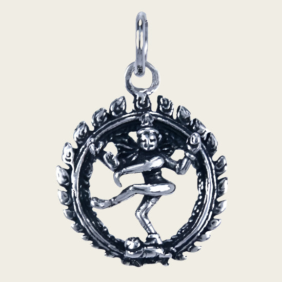 Zilveren Shiva ketting hanger - dansend
