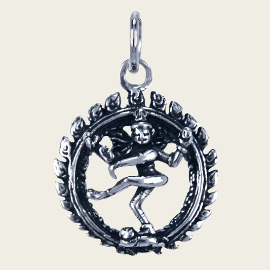 Zilveren Shiva ketting hanger - dansend