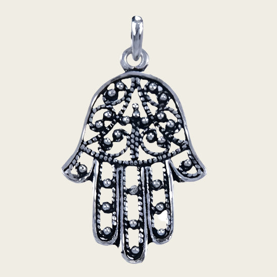 Silver Fatima hand necklace pendant - medium