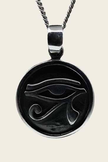 Zilveren Oog van Horus gezwart ketting hanger