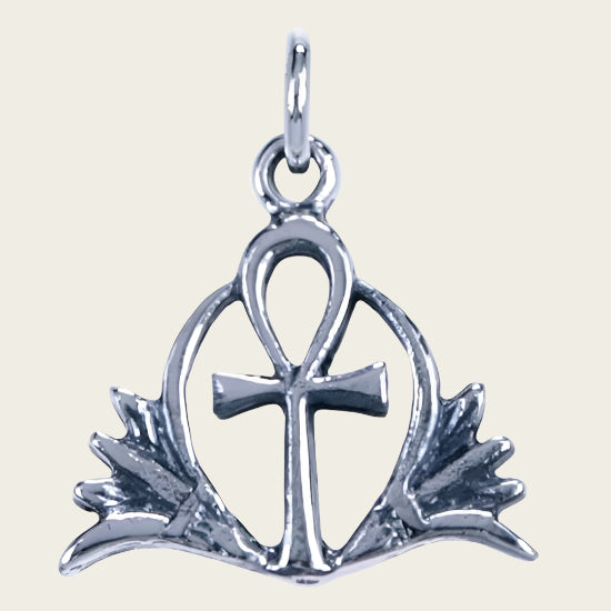Silver Ankh with Lily Necklace Pendant