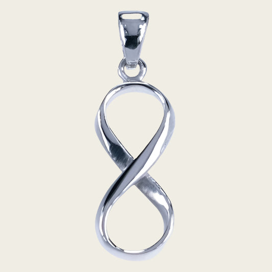 Zilveren Lemniscaat Infinity staand ketting hanger - klein met oog
