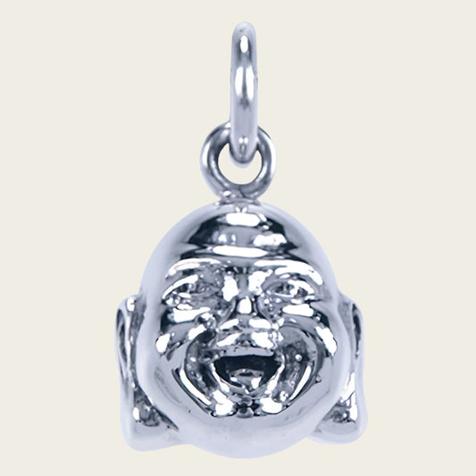 Zilveren Hotei hoofd ketting hanger