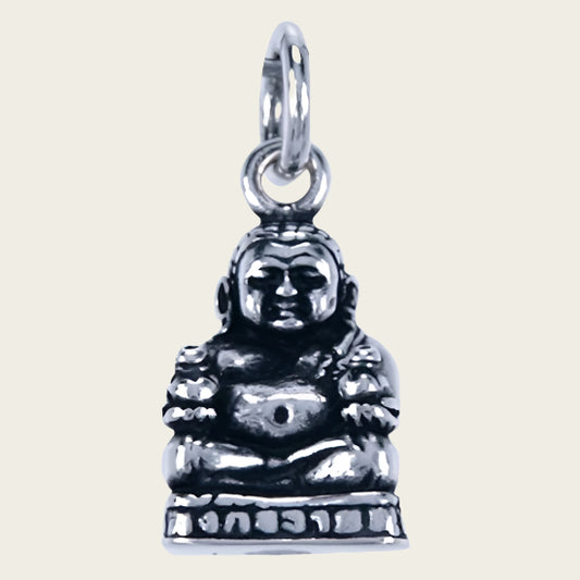 Zilveren Hotei ketting hanger - geldbuidel