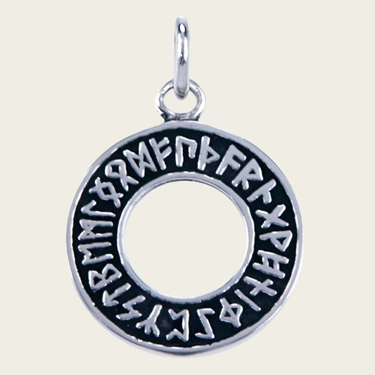Zilveren Runen cirkel ketting hanger