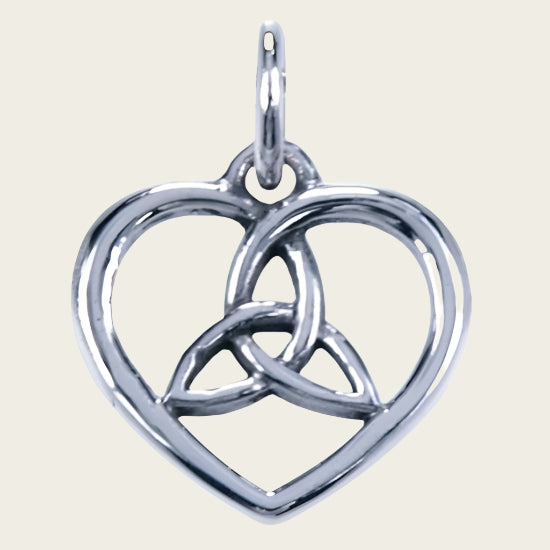 Zilveren Keltische hart ketting hanger - met triqueta