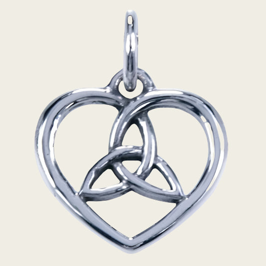 Zilveren Keltische hart ketting hanger - met triqueta