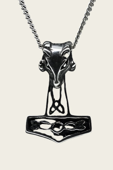 Zilveren Hamer van Thor met Ram ketting hanger - klein