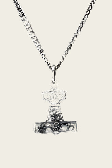 Zilveren Hamer van Thor ketting hanger - klein