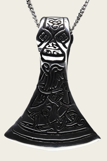 Zilveren Saksische bijl ketting hanger - zwaar
