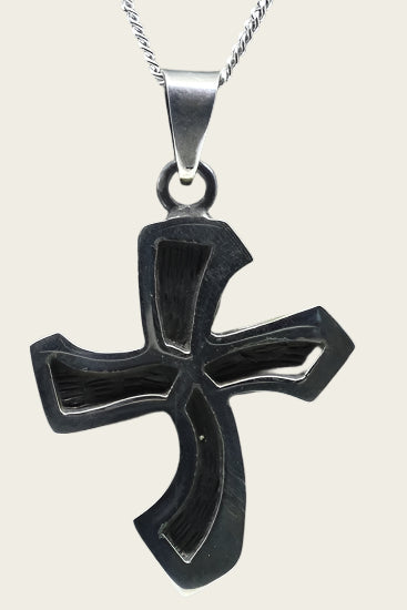 Zilveren Keltisch kruis golvend ketting hanger