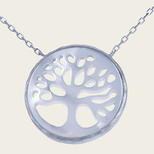 Zilveren Levensboom 15 mm ketting hanger + ketting 42-47 cm