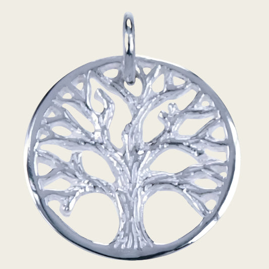 Zilveren Levensboom ketting hanger - 15mm in cirkel
