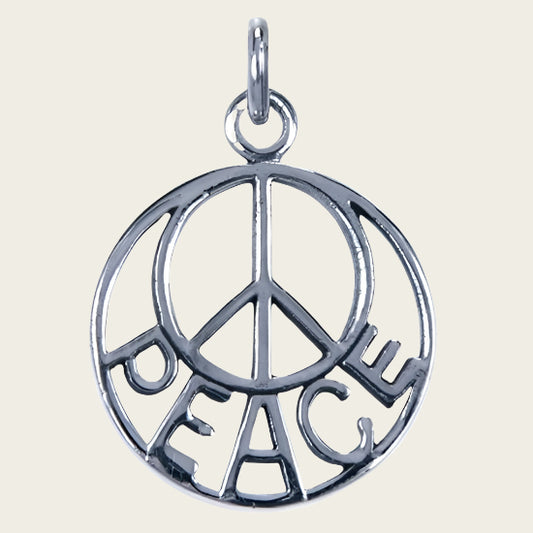 Zilveren Vredesteken peace ketting hanger