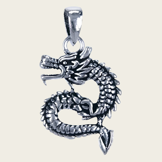 Zilveren Chinese Draak ketting hanger 1242077811_b9632d7e-c829-48ef-baf7-534327df7123