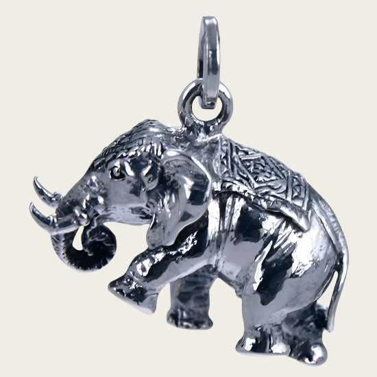 Silver Elephant Trunk Down Necklace Pendant